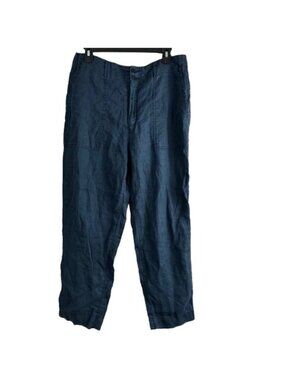Lauren Ralph Lauren Women’s Black Label 100% Linen Navy Blue Pants Sz 8 Coastal
